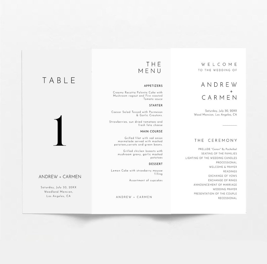 Tri Fold Menu