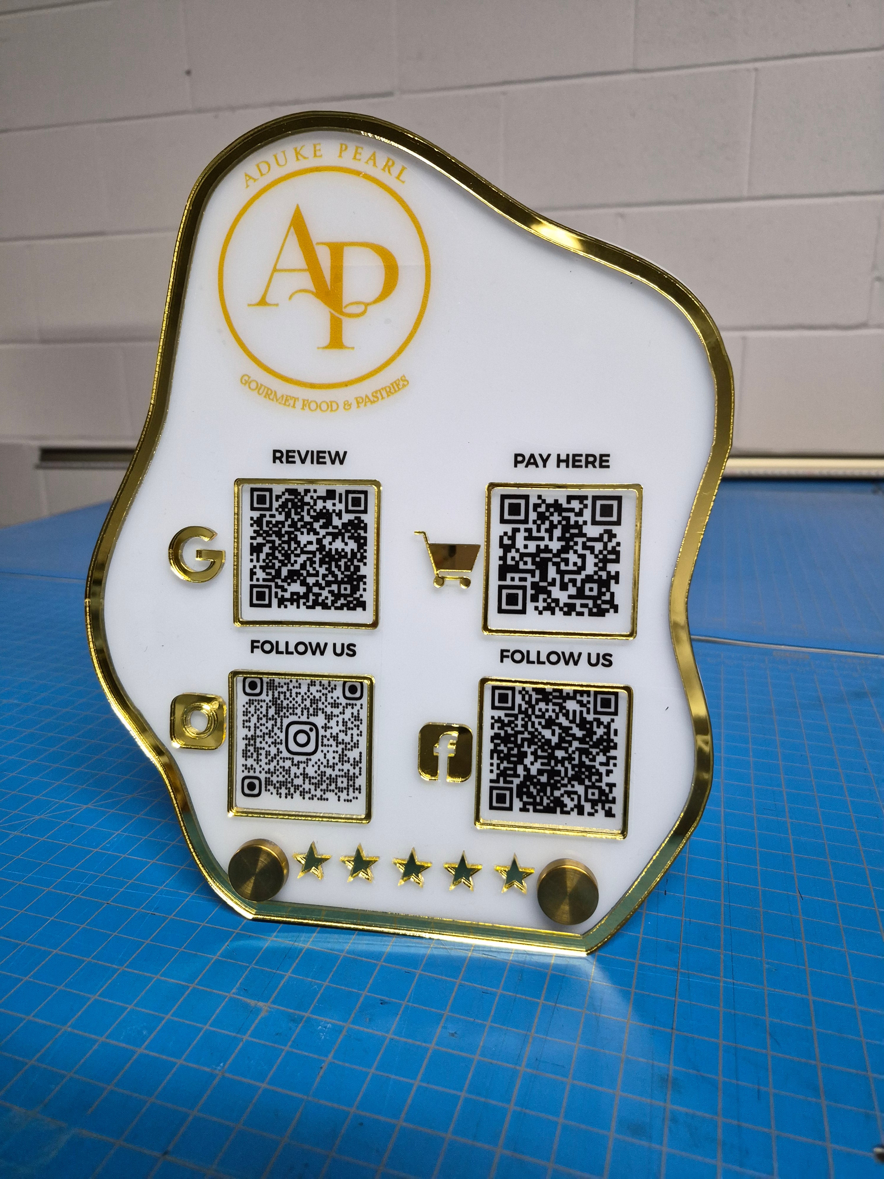 Luxury Freestanding Acrylic QR & NFC Business Sign