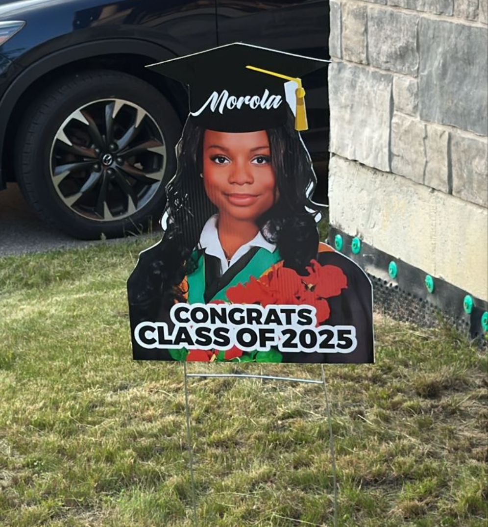Big Head Graduation Lawn Sign
