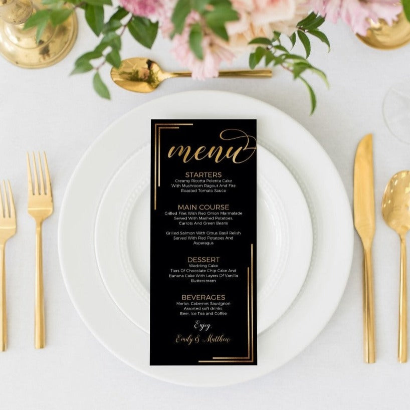 Gold Foil Menu