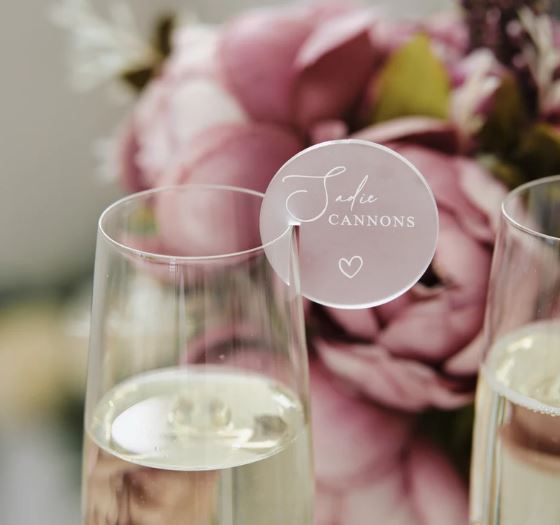 Acrylic Wine Glass Name Tag