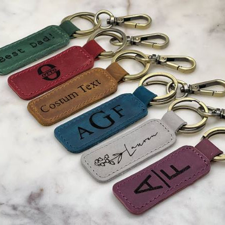 Engraved Leather Keychain