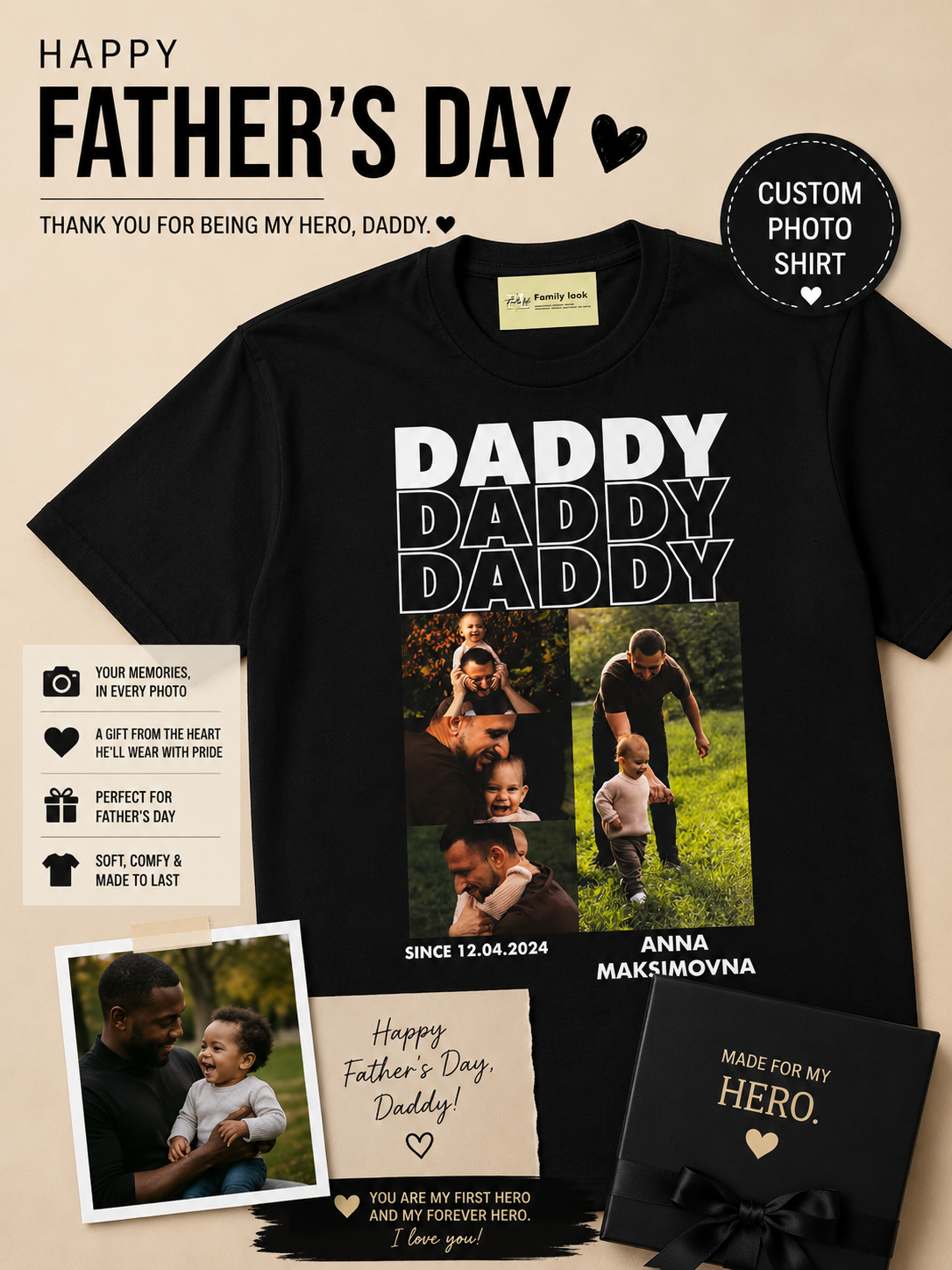 Make Father’s Day unforgettable with our custom photo Daddy shirts!