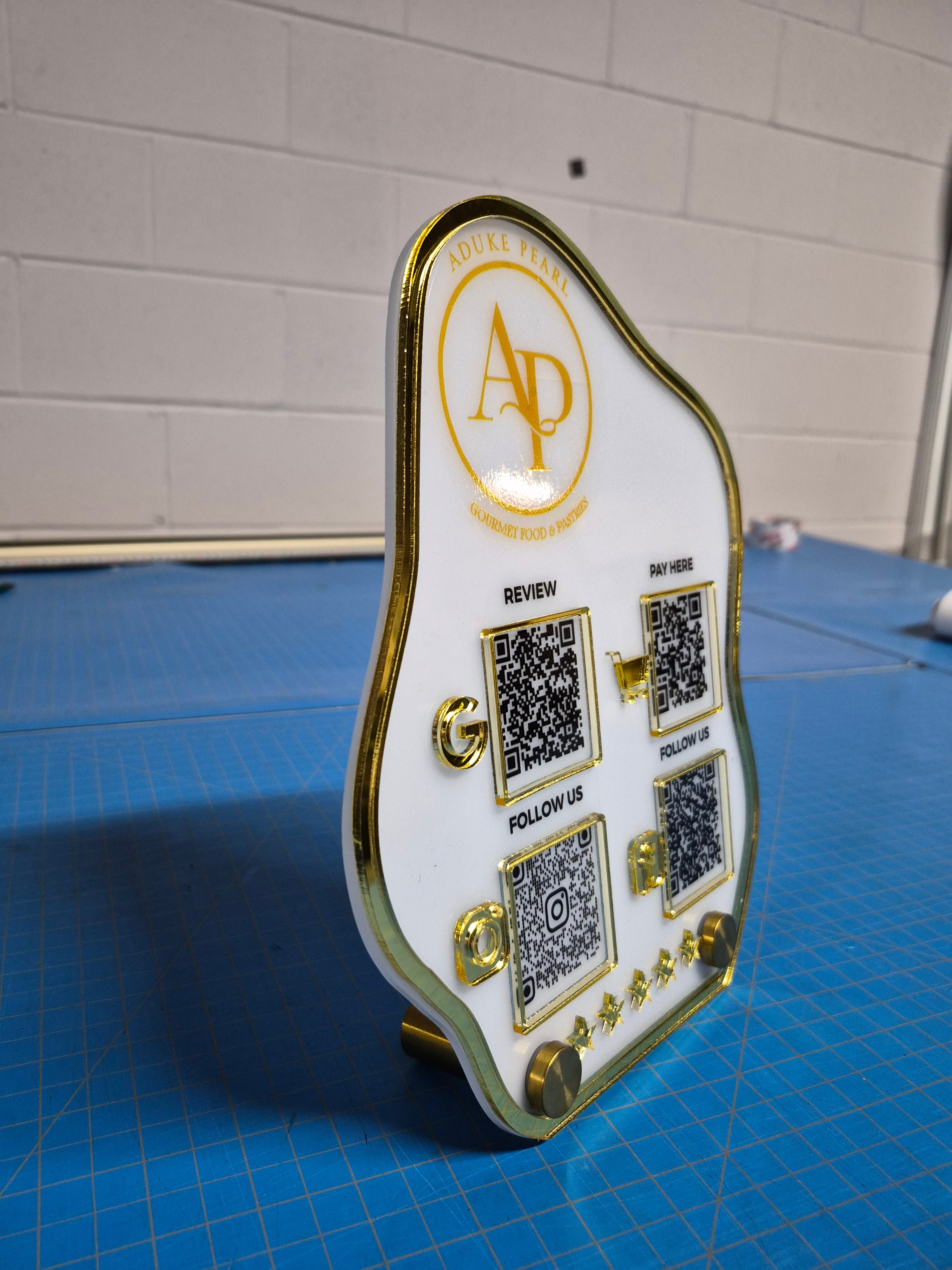 Luxury Freestanding Acrylic QR & NFC Business Sign