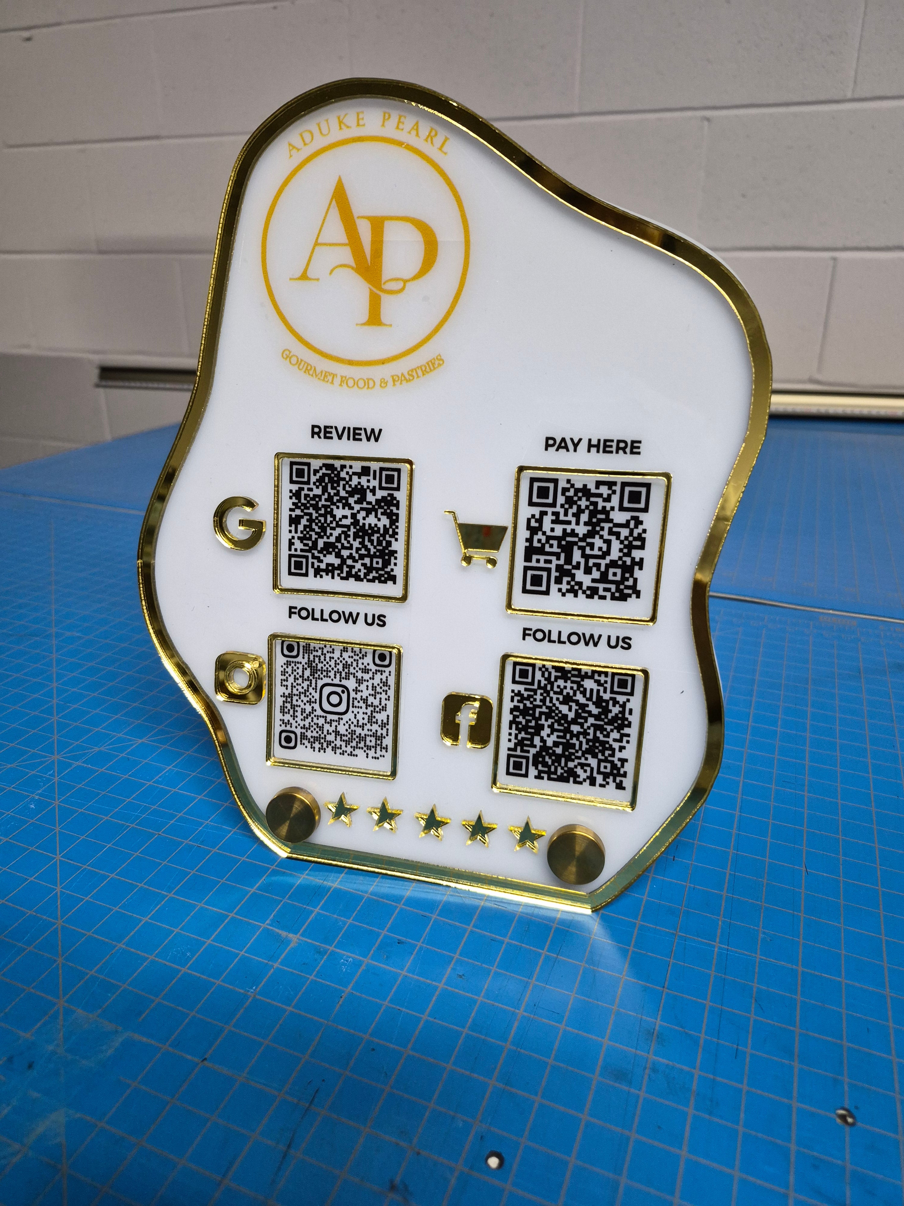 Luxury Freestanding Acrylic QR & NFC Business Sign