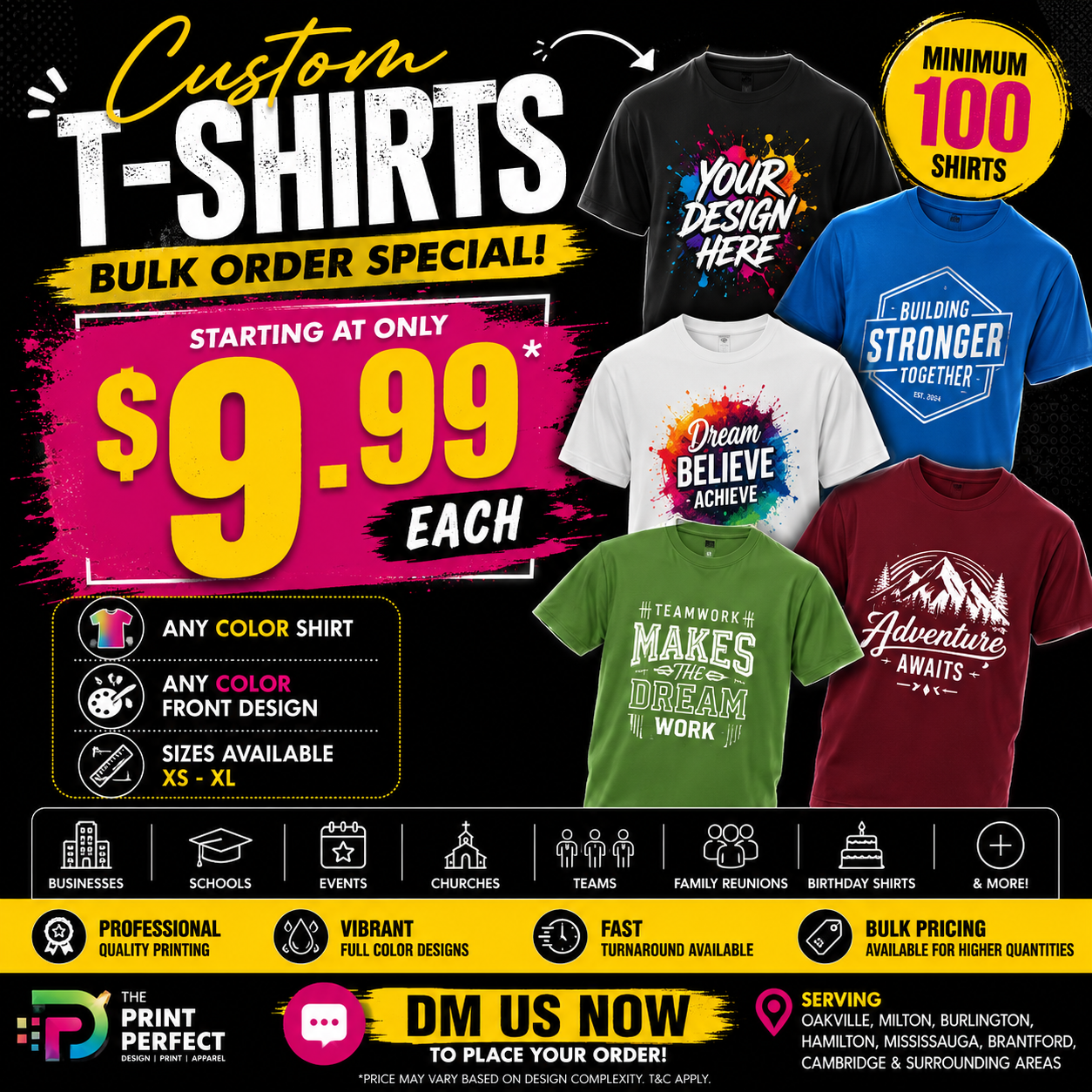 Custom Bulk T-Shirts – Full Color Printing | Minimum 100 Shirts